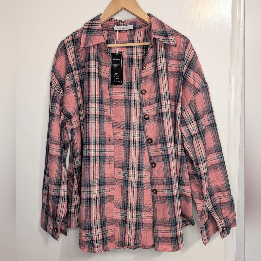 Ambiance Pink and Black Plaid Jacket